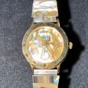 Forenza Gold toned Watch with Abalone shell Band